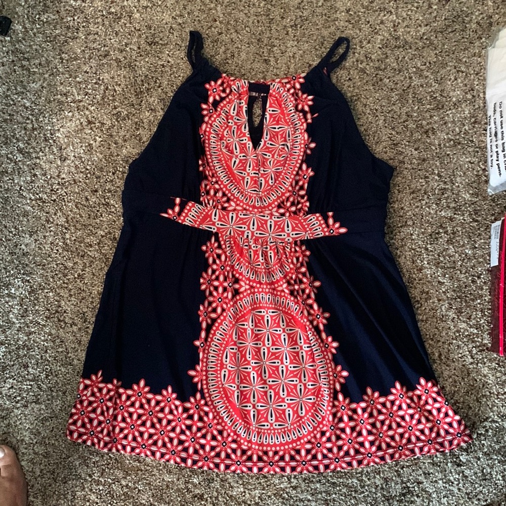 INC size large polyester flowy summer tank-red,white and blue